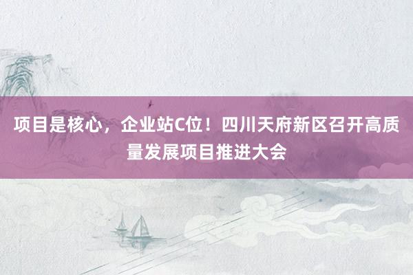 项目是核心，企业站C位！四川天府新区召开高质量发展项目推进大会