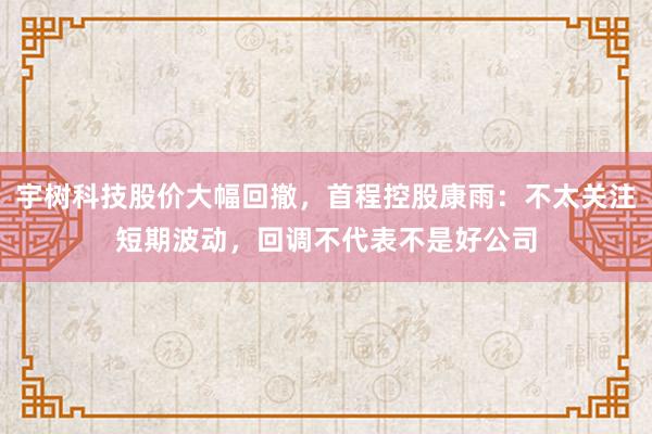 宇树科技股价大幅回撤，首程控股康雨：不太关注短期波动，回调不代表不是好公司